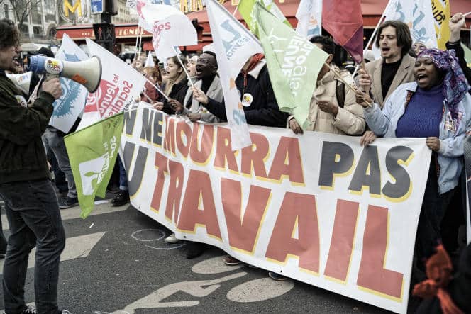 Dans la manifestation parisienne contre la réforme des retaites, le 7 mars 2023.
